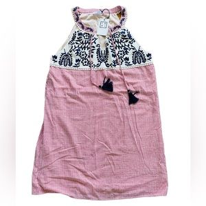 NWT THML Red, White and Navy Halter Dress with Tassels size L